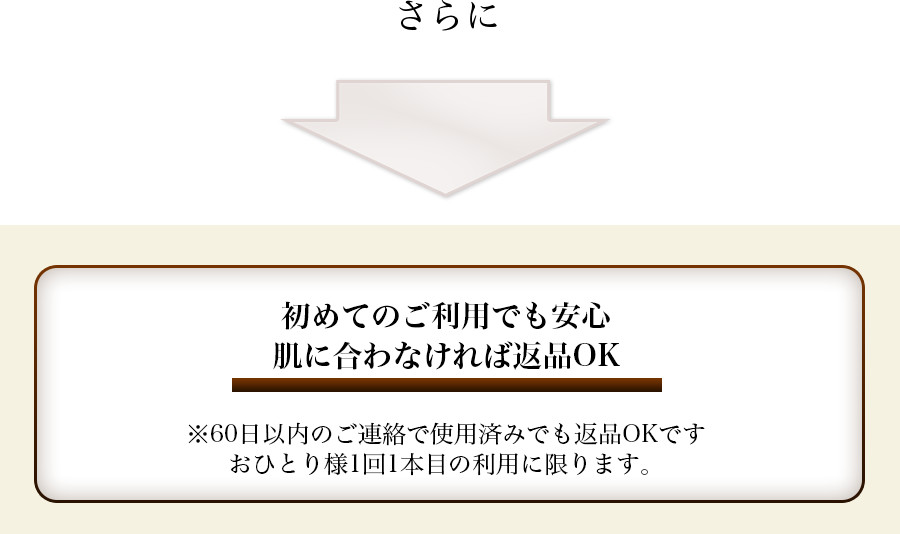 さらに→初めてのご利用でも安心　肌に合わなければ返品OK